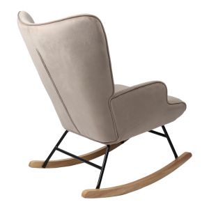 Rocking chair Georgia beige velvet fabric with rubber wood legs 75x71x95cm
