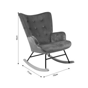 Rocking chair Georgia beige velvet fabric with rubber wood legs 75x71x95cm