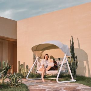 Swing with tent Excelsior Sm6411.01 aluminum ivory color - white tent 185x134x175w