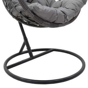 Hudson rocking chair, artificial gray rattan, gray cushion, 109x100x197cm