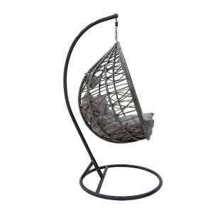Hudson rocking chair, artificial gray rattan, gray cushion, 109x100x197cm