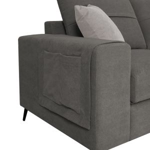 Ляв ъглов диван Montana сив дамаска-светло сиви възглавници 275x215x93см