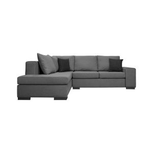 Ляв ъглов диван New Toulouse сив платеж с въгленосини възглавници 260x205x93см