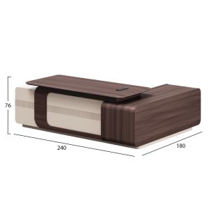 Left corner office desk President series Hm2146l melamine in walnut-beige 240x180x76cm
