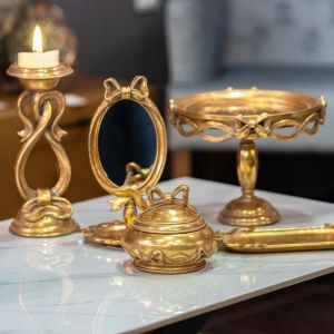 Small mirror on stand 23117 gold color 15.5x15.5x25cm