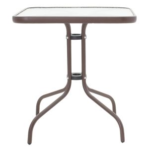 Table 'watson' metal and brown-glass 70x70x70cm