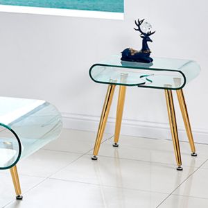 Gusto Clear Club Gold table-cabinet, tempered glass 12 mm and gold legs 50x40x50cm Glass Line