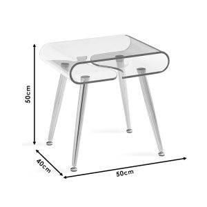 Gusto Clear Club Gold table-cabinet, tempered glass 12 mm and gold legs 50x40x50cm Glass Line