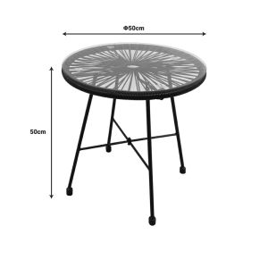 Acapulco table black metal - Pe rattan in black shade D50x50cm Hm6063,01
