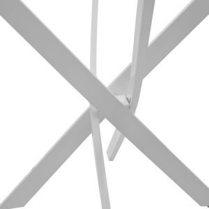 Antoro table with glass and metal legs in white, dimensions 80x75 cm