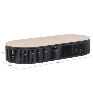 Augustus Oval Mid-course table Sm6456.01, grey rope - sintered stone top, 140x80x32hcm