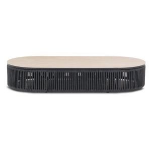 Augustus Oval Mid-course table Sm6456.01, grey rope - sintered stone top, 140x80x32hcm