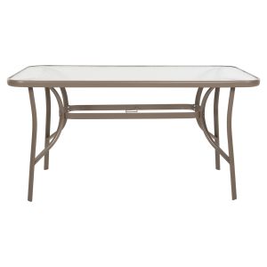 Table Bruno Hm5106.04 metallic in champagne color with tempered glass top 140χ80χ71hcm.