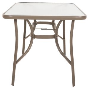 Table Bruno Hm5106.04 metallic in champagne color with tempered glass top 140χ80χ71hcm.