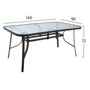 Table Bruno metal and glass brown 160χ90χ72 Hm5074,02
