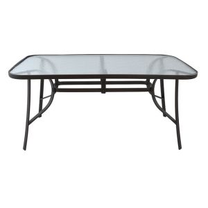 Table Bruno metal and glass brown 160χ90χ72 Hm5074,02