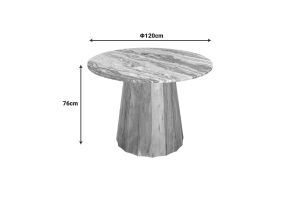 Ezerdian Bold table, solid tropical acacia wood, marble top D120x78 cm