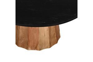 Ezerdian Bold table, solid tropical acacia wood, black marble top D120x78 cm