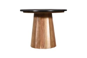 Ezerdian Bold table, solid tropical acacia wood, black marble top D120x78 cm
