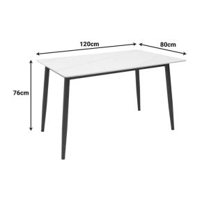 Маса Gustas I бял мрамор синтерован камък-черен метал 120x80x76см