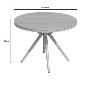Table Hilly plywood and aluminum in champagne color D100x75cm