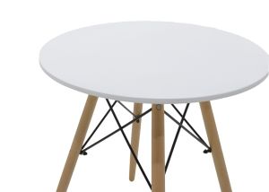 Table Julita Mdf white and natural beech wood D60x73cm