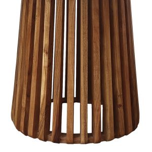 Marble Bold table, solid acacia wood base, natural, with white marble top, D 90 X76cm