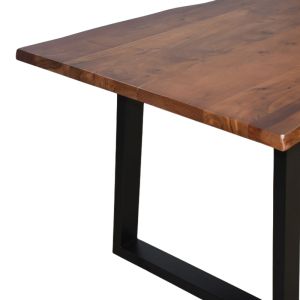 Table Miles solid acacia wood 3.7-4 cm thick in walnut color with black metal legs 160x90x76 cm