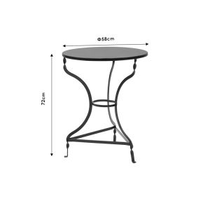 Noah table black metal D58x72cm