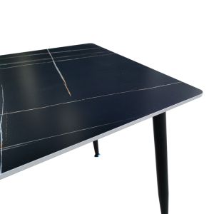 Pembe table made of black marble, sintered stone and black metal leg 120x70x75cm