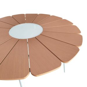 Маса Pinap бял алуминий и шперплат в естествен нюанс D110x74см