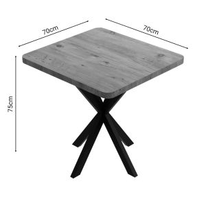 Маса Prestone от меламин с плот цвят дъб и черни метални крака 70x70x75cm