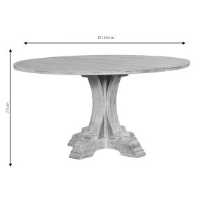 Promise table made of solid mango wood in antique white D150x77cm