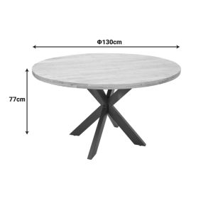 Royalty I table, Industrial solid mango wood 4 cm in natural shade - metal leg, dimensions 130x77 cm