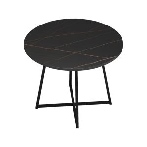 Sarah I table made of black marble with black metal legs, dimensions 100x76 cm