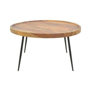 Маса Tavolo, масивно шишамово дърво в цвят орех с черни метални крака, 75x39см