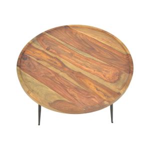Маса Tavolo, масивно шишамово дърво в цвят орех с черни метални крака, 75x39см