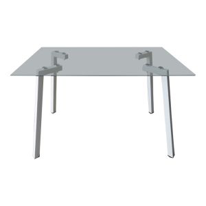 Titta table with glass top and white metal legs 120x70x75cm