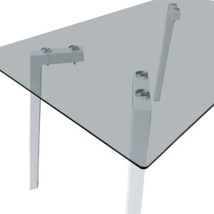 Titta table with glass top and white metal legs 120x70x75cm