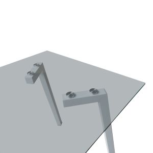 Titta table with glass top and white metal legs 120x70x75cm