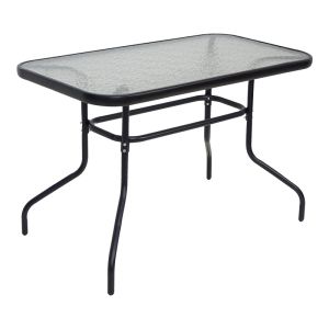 Valor-sussie table, set of 5 pieces, metal, black-glass, 110x60x70cm