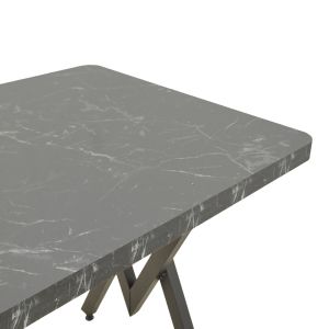 Маса Vertex с ефект на черен мрамор и черни метални крака 110x70x72см