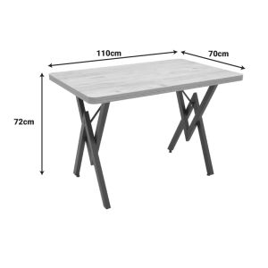 Маса Vertex с ефект на черен мрамор и черни метални крака 110x70x72см