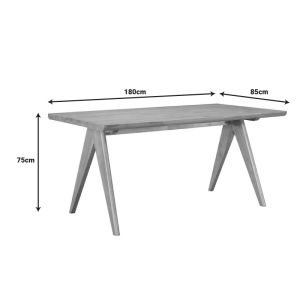 Winslow table in light walnut color - rubber 180x85x75cm