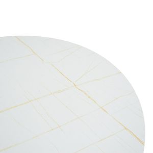Маса Xuson бял мраморен плот-черни метални крака D120x75см