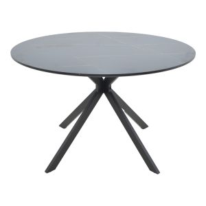 Маса Xuson черен мраморен плот-черни метални крака D120x75см