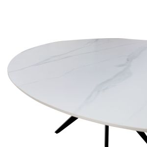 Table white marble sintered stone-black metal D120x76cm