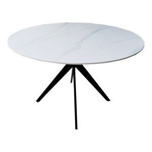 Table white marble sintered stone-black metal D120x76cm