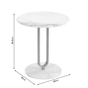 Table white marble top and base with metal leg in gold D50x54.5cm