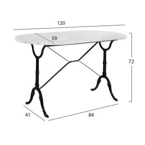 Table with marble top and black cast iron legs Hm440 120x59x72